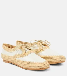 Idana leather-trimmed straw brogues Idana leather-trimmed straw brogues
