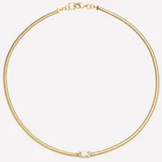 Igi Gold Snake Chain Necklace - White Rhodium Plated