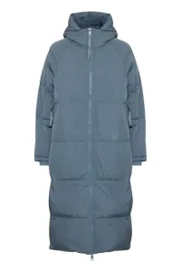 IHBUNALA DOWN Women's Winter Jacket Quilted Jacket Long with Hood Zip Pockets Regular Fit, Blue Mira