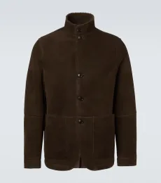 Il Conte shearling-trimmed suede jacket