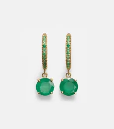 Ileana Makri Grass Seed 18kt gold hoop earrings with emeralds Ileana Makri Grass Seed 18kt gold hoop earrings with emeralds