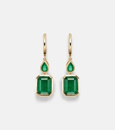 Illusion 18kt gold drop earrings with emeralds