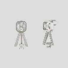 Indre Stud Jacket Earrings - Rhodium Plated