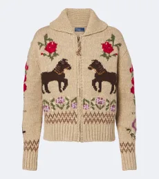 Intarsia wool and cotton zip-up cardigan Intarsia wool and cotton zip-up cardigan