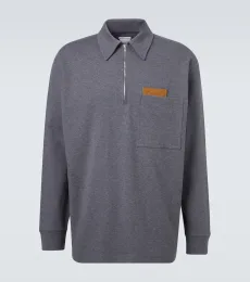 Intrecciato cotton jersey polo sweater Intrecciato cotton jersey polo sweater