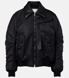 Intrecciato leather-trimmed blouson jacket Intrecciato leather-trimmed blouson jacket