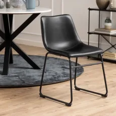 IOregon Dining Chair In Black With Cream Stitching Set Of