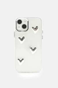 Iphone Case With Heart Details ilver Iphone Case With Heart Details ilver