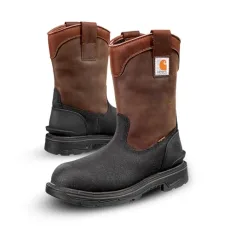 Ironwood Waterproof Insulated Safety Boots for Men, 11" Wellington Boots with 400g Insulation, EH and Non-Slip Outsoles, Dark Brown Black, 9 Wide
