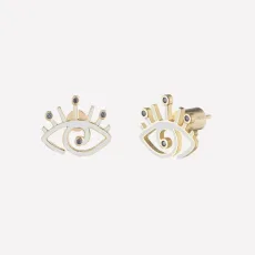 Isis Evil Eye Stud Earrings - White Isis Evil Eye Stud Earrings - White