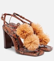 Isolde raffia-trimmed leather sandals Isolde raffia-trimmed leather sandals