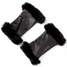 Italian Leather Mittens with Rabbit Fur Cuffs Cashmere Lined Italian Leather Mittens with Rabbit Fur Cuffs Cashmere Lined