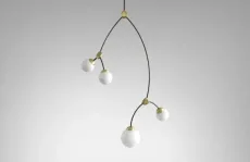 Ivy - Vertical - DALI-B Pendant Light bronze with bronze details and shiny opal glass