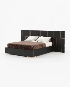 JACKSON Bed & Headboard Black Ash Veneer Matte