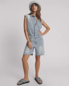 Jackson Boyfriend Mini Denim Jumpsuit - Soft Blue Size XS Jackson Boyfriend Mini Denim Jumpsuit - Soft Blue Size XS
