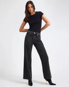 Jackson Mid Waist Wide Leg Studded Denim Jeans Denim Jeans - Jacksons Black Size 27 One Teaspoon Jackson Mid Waist Wide Leg Studded Denim Jeans Denim Jeans - Jacksons Black Size 27 One Teaspoon