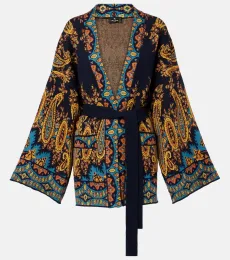 Jacquard cotton-blend wrap cardigan Jacquard cotton-blend wrap cardigan