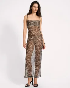 Jagger Maxi Slip Dress - Leopard Print, MED Jagger Maxi Slip Dress - Leopard Print, MED