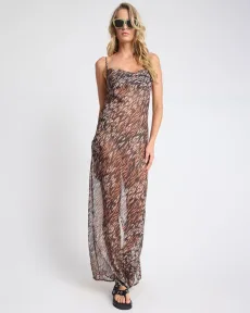 Jagger Maxi Slip Dress - Tawny Print, MED Jagger Maxi Slip Dress - Tawny Print, MED