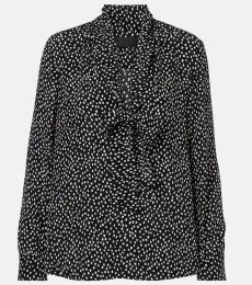 Janese bow-detail polka-dot silk blouse