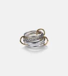 Janssen SG Gris sterling silver ring with diamonds and yellow and rose gold connectors Janssen SG Gris sterling silver ring with diamonds and yellow and rose gold connectors