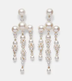 Jardin de Rêve 14kt gold earrings with diamonds and pearls Jardin de Rêve 14kt gold earrings with diamonds and pearls