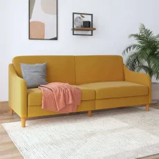 Jasper Sprung Sofa Bed - Mustard Linen by Dorel Jasper Sprung Sofa Bed - Mustard Linen by Dorel
