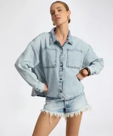 Je T'Aime Denim Shacket - Whisper Blue, MED Je T'Aime Denim Shacket - Whisper Blue, MED