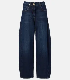 Jeans barrel con piel