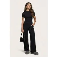 Jersey Striped Wide Leg Trouser Charcoal Jersey Striped Wide Leg Trouser Charcoal