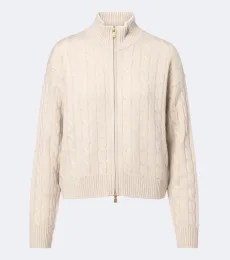 Jersey trenzado de cachemir con cremallera Jersey trenzado de cachemir con cremallera