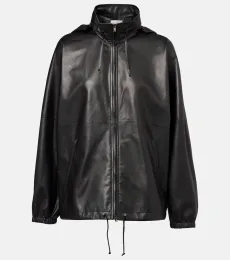 Jilly oversized leather bomber jacket Jilly oversized leather bomber jacket