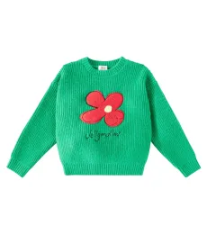 JM Flower embroidered ribbed-knit sweater
