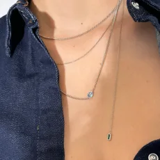 Joélle Bezel-Set Necklace - 18k Rose Gold Plated Brass Joélle Bezel-Set Necklace - 18k Rose Gold Plated Brass