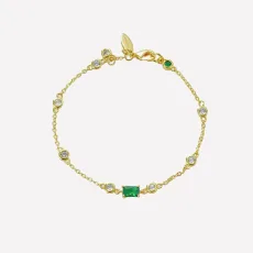 Josette Green Crystal Bracelet - 18k Rose Gold Plated Brass