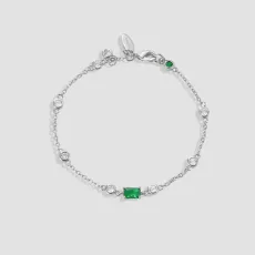 Josette Green Crystal Bracelet - Rhodium Plated