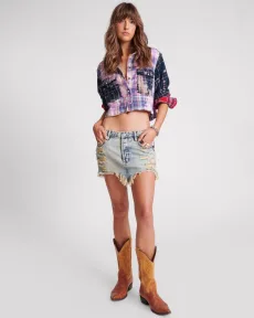 Junkyard Mini Denim Skirt - Blue Dust, Junkyard Mini Denim Skirt - Blue Dust,