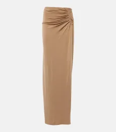Jupe longue froncée à taille mi-haute Jupe longue froncée à taille mi-haute