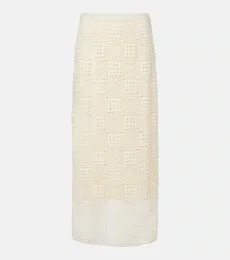 Jupe longue Rayure en crochet de coton Jupe longue Rayure en crochet de coton