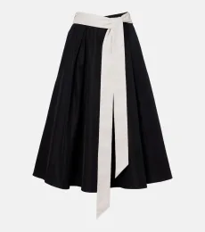 Jupe midi à plis Baschi en coton mélangé Jupe midi à plis Baschi en coton mélangé