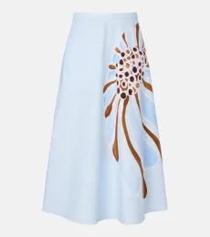 Jupe midi en coton mélangé à fleurs Jupe midi en coton mélangé à fleurs