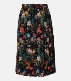 Jupe midi en soie à fleurs Jupe midi en soie à fleurs