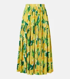 Jupe midi Oscar imprimée en coton Jupe midi Oscar imprimée en coton