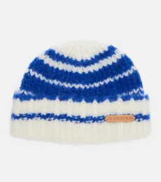 JW Anderson Striped alpaca-blend beanie
