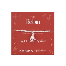 Karma Silver Robin Stretch Bracelet - Silver