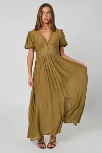 Khaki Button Front Maxi Dress Khaki Button Front Maxi Dress