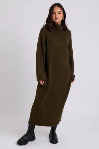 Khaki Roll Neck Midaxi Dress / Khaki Roll Neck Midaxi Dress /