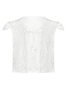 Kids Girls Short Sleeve Lace Cardigan Floral Summer Tops Loose Casual Open Front Shawl Beach Cover u