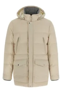Knit insert down jacket - Beige