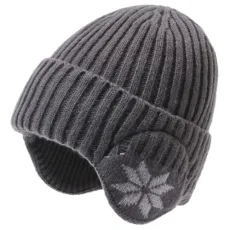 Knitted hats for women, men, knitted hat, warm hat, slouchy with ear warmers, winter cycling and fleece hat, children's hat with ears, winter hat with ear flaps, darkgray, One Size